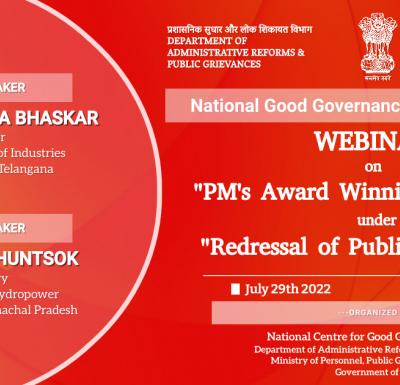 Presentation made by Shri D. Krishna Bhaskar, Director, Commissionerate of Industries, Government of Telangana during the 4th Webinar on "PMs Award Winning Initiatives under the Redressal of Public Grievances" 