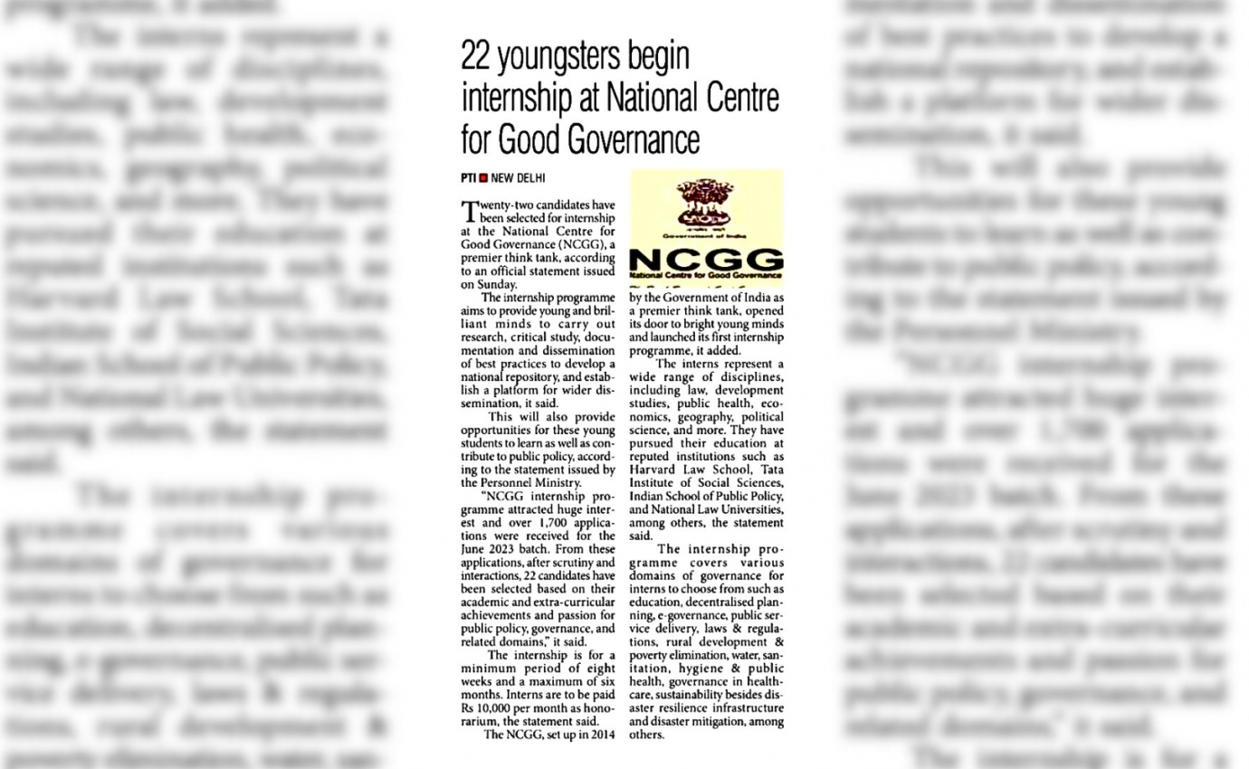 22 youngsters begin internship at National Centre for Good Governance