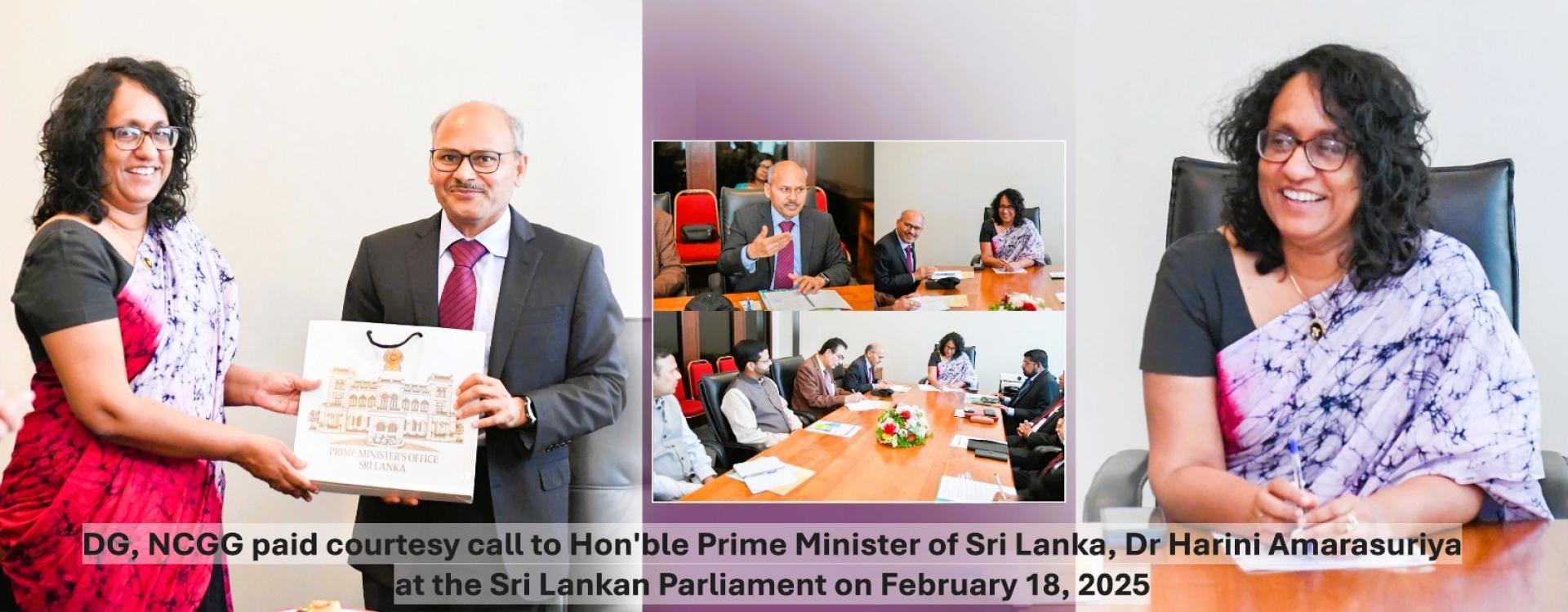 DG, NCGG paid courtesy call to Hon&#039;ble Prime Minister of Sri Lanka, Dr Harini Amarasuriya at the Sri Lankan Parliament on February 18, 2025